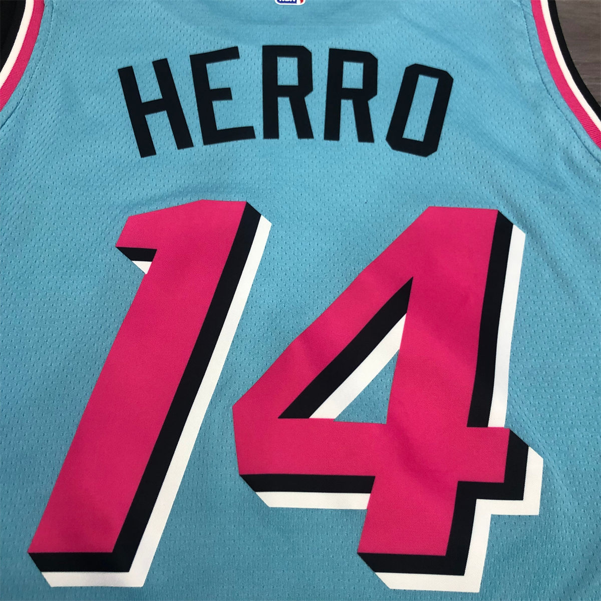 NBA Miami Hearts round neck Light Blue Jersey HERRO#14 S-XXL
