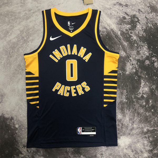 NBA Indiana Pacers V-Neck Black Jersey HALIBURTON#0 S-XXL