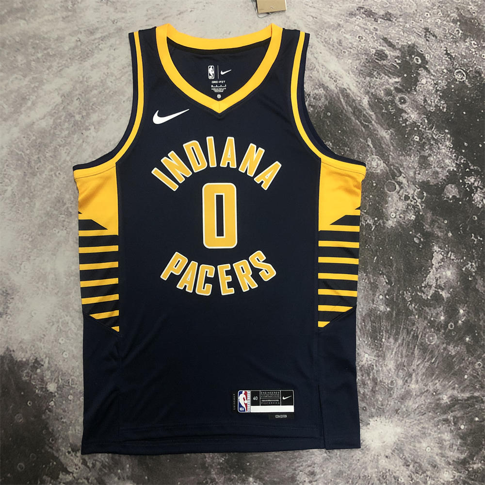 NBA Indiana Pacers V-Neck Black Jersey HALIBURTON#0 S-XXL