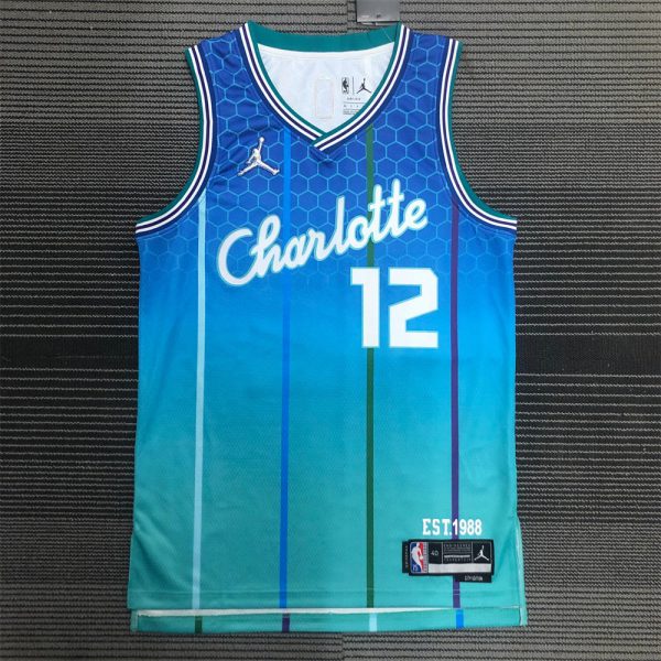 NBA Charlotte Hornets V-Neck Light Green OUBREJR#12 Jersey S-XXL
