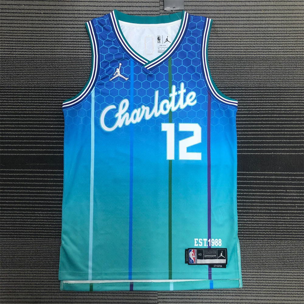 NBA Charlotte Hornets V-Neck Light Green OUBREJR#12 Jersey S-XXL