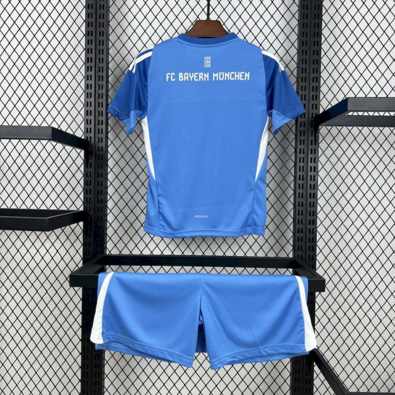 2025/26 Bayern Munich Blue Goalkeeper jersey kids Kits size: 16-28