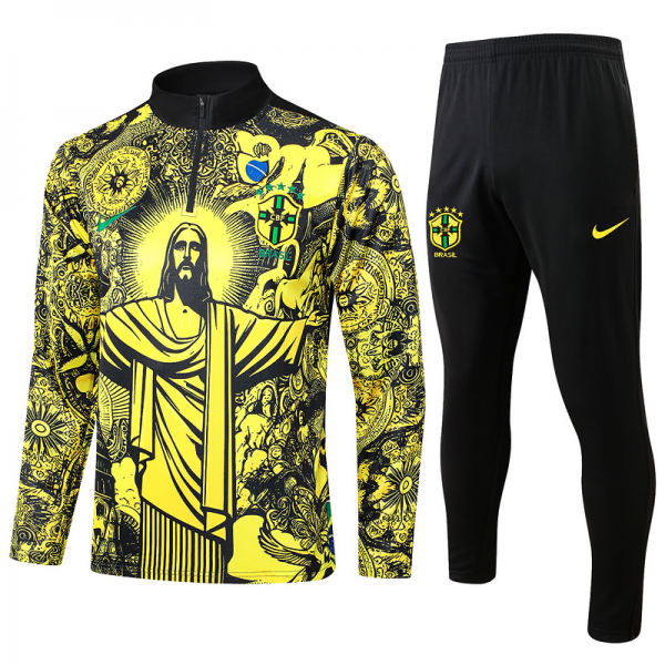 24/25 Brazil Yellow Long-sleeved half-pull training kit Football team kit