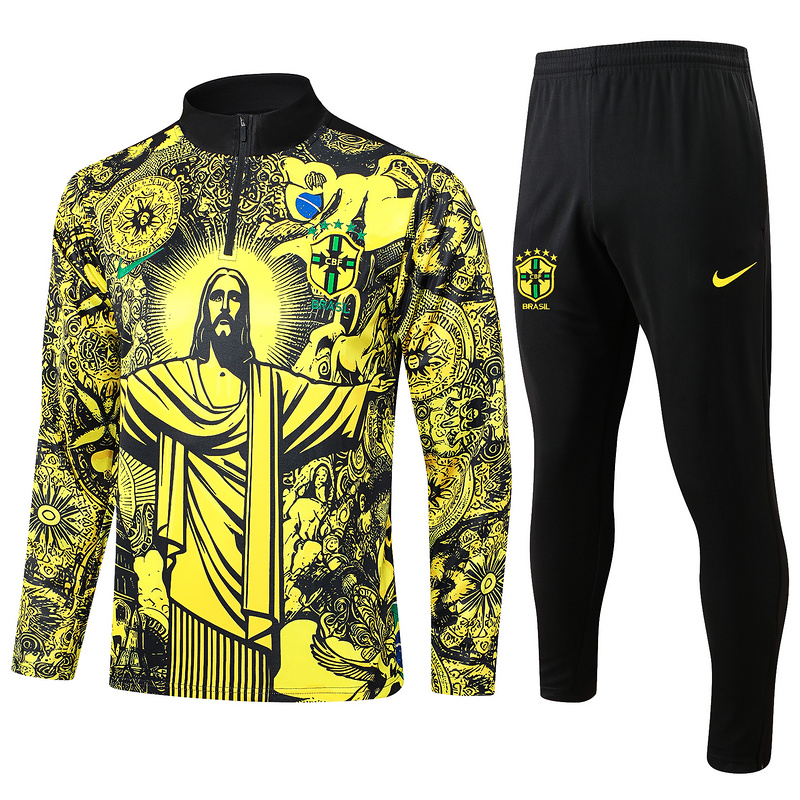 24/25 Brazil Yellow Long-sleeved half-pull training kit Football team kit