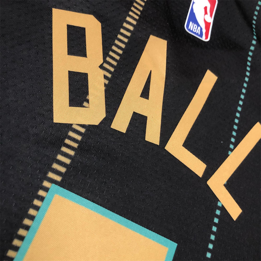 NBA Charlotte Hornets V-Neck Black Jersey BALL#1 S-XXL
