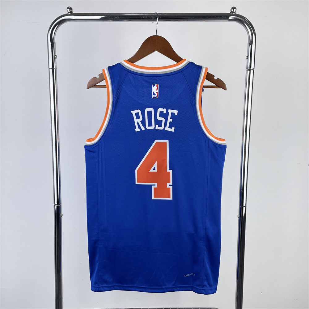 NBA New York Knicks Round Neck Blue jersey ROSE#4 S-XXL