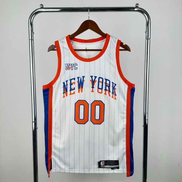 NBA New York Knicks 24/25 City Edition Round Neck White jersey CLARKSON#00 S-XXL
