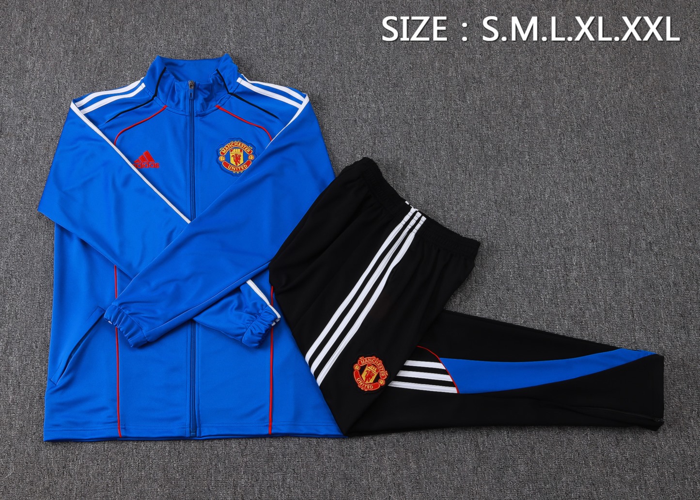 2025/26 Manchester United Colorful Blue Jacket Training Suit Set Football Team Shirt Sports Fashion