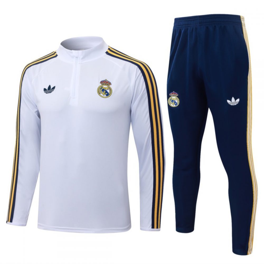 2026 Real Madrid White Long-sleeved half-pull training kit