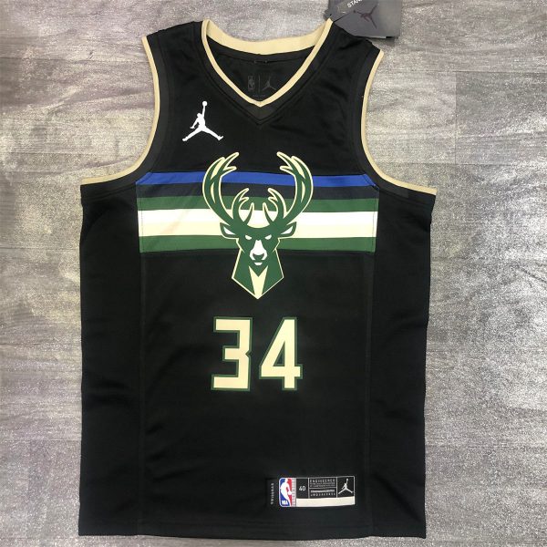 NBA Milwaukee Bucks V neck Black jersey ANTETOKOUNMPO#34 S-XXL