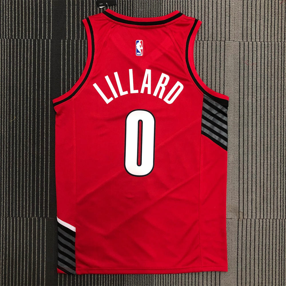 NBA Portland Trail Blazers V-Neck Red Jersey LILLARD#0 S-XXL