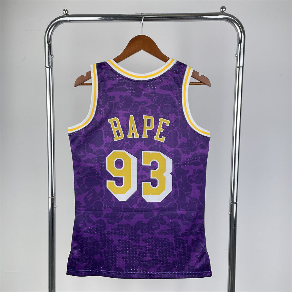 NBA Los Angeles Lakers BAPE×M&N BAPE#93 Purple Hardwood Classics Swingman Jersey S-XXL