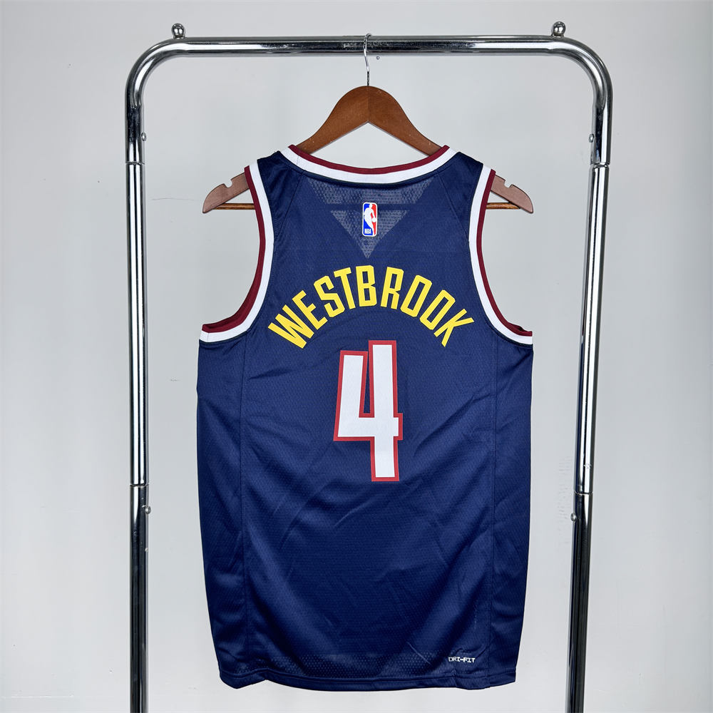 NBA Denver Nuggets Round Neck Dark Blue jersey WESTBROOK#4 S-XXL