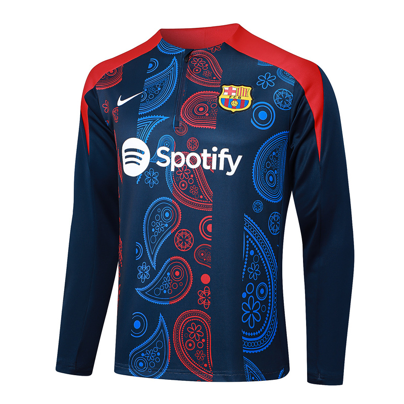 24/25 Barcelona Blue Long-sleeved half-pull training kit Football team kit
