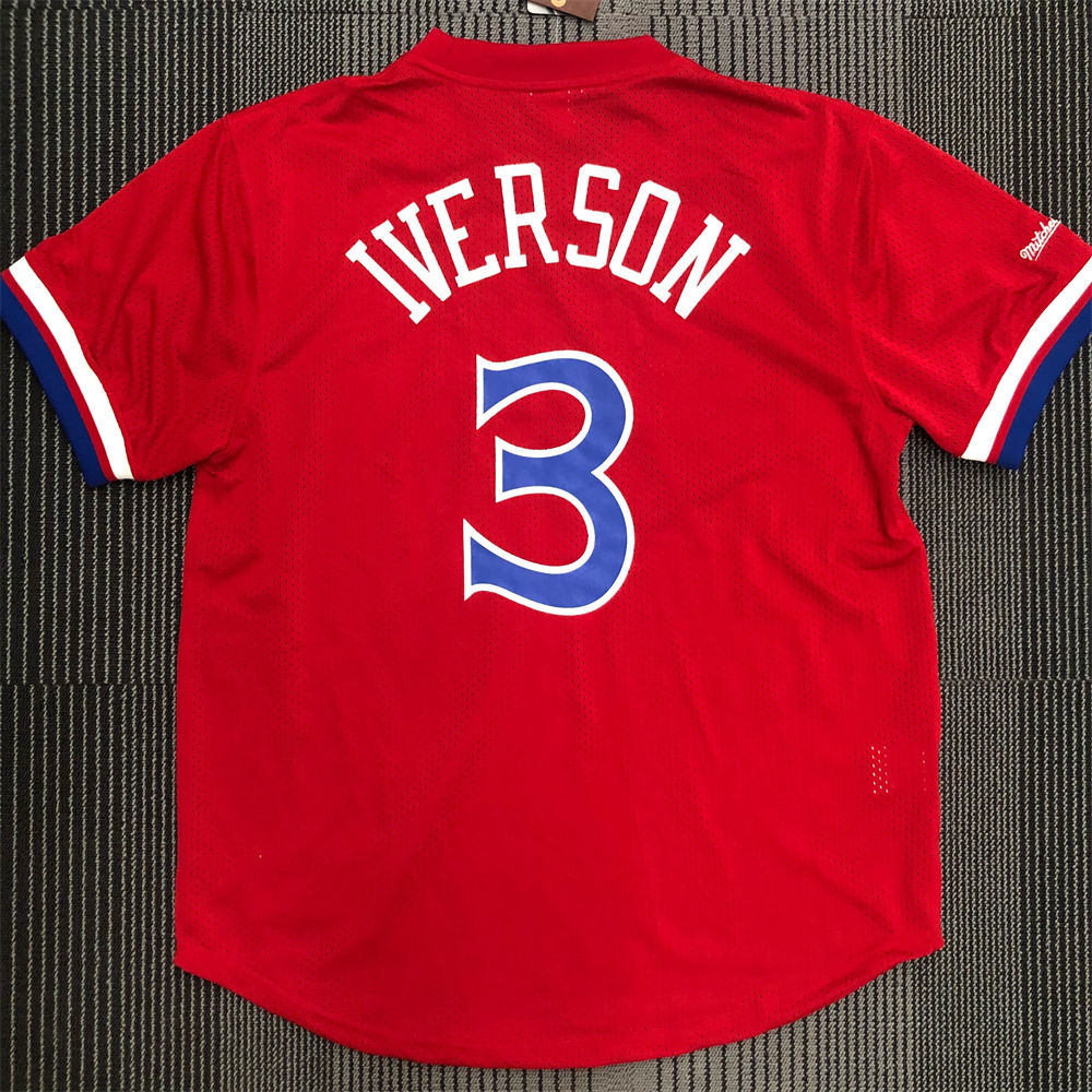NBA Philadelphia 76ers Mitchellness Red Jersey IVERSON#3 S-XXL