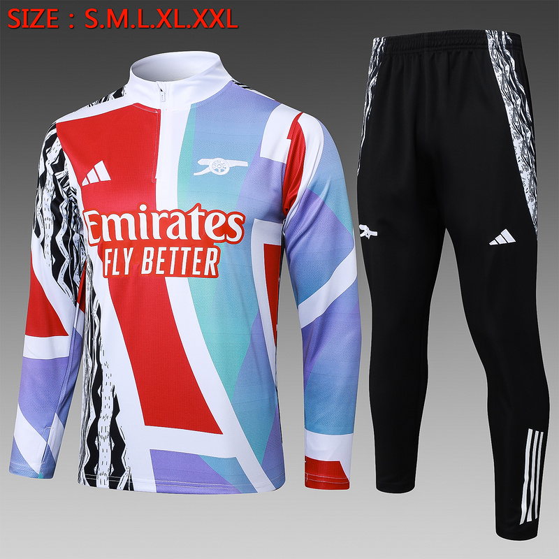24/25 Arsenal Red white green Long-sleeved half-pull training kit Football team kit