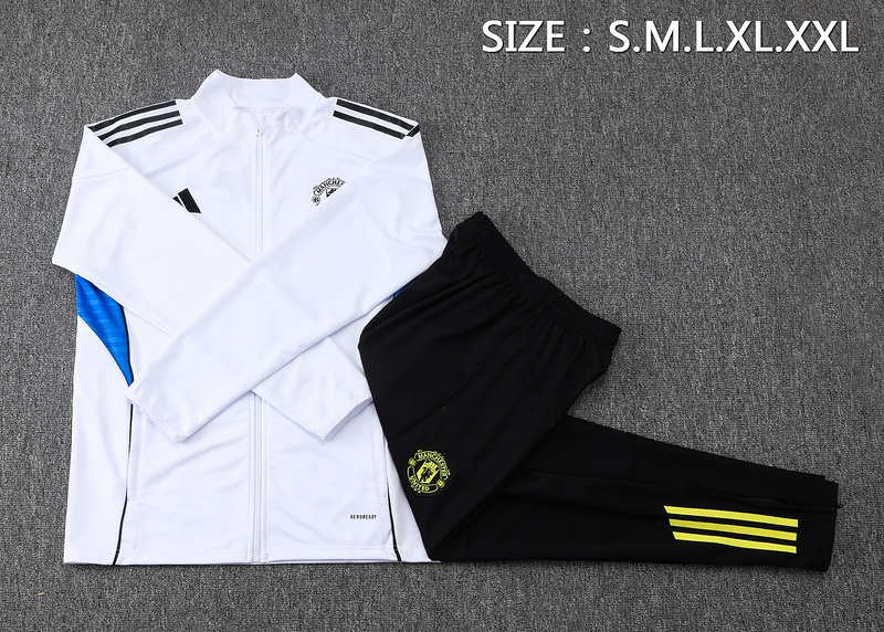 2025/26 Manchester United White Jacket Training Suit Set Football Team Shirt Sports Fashion