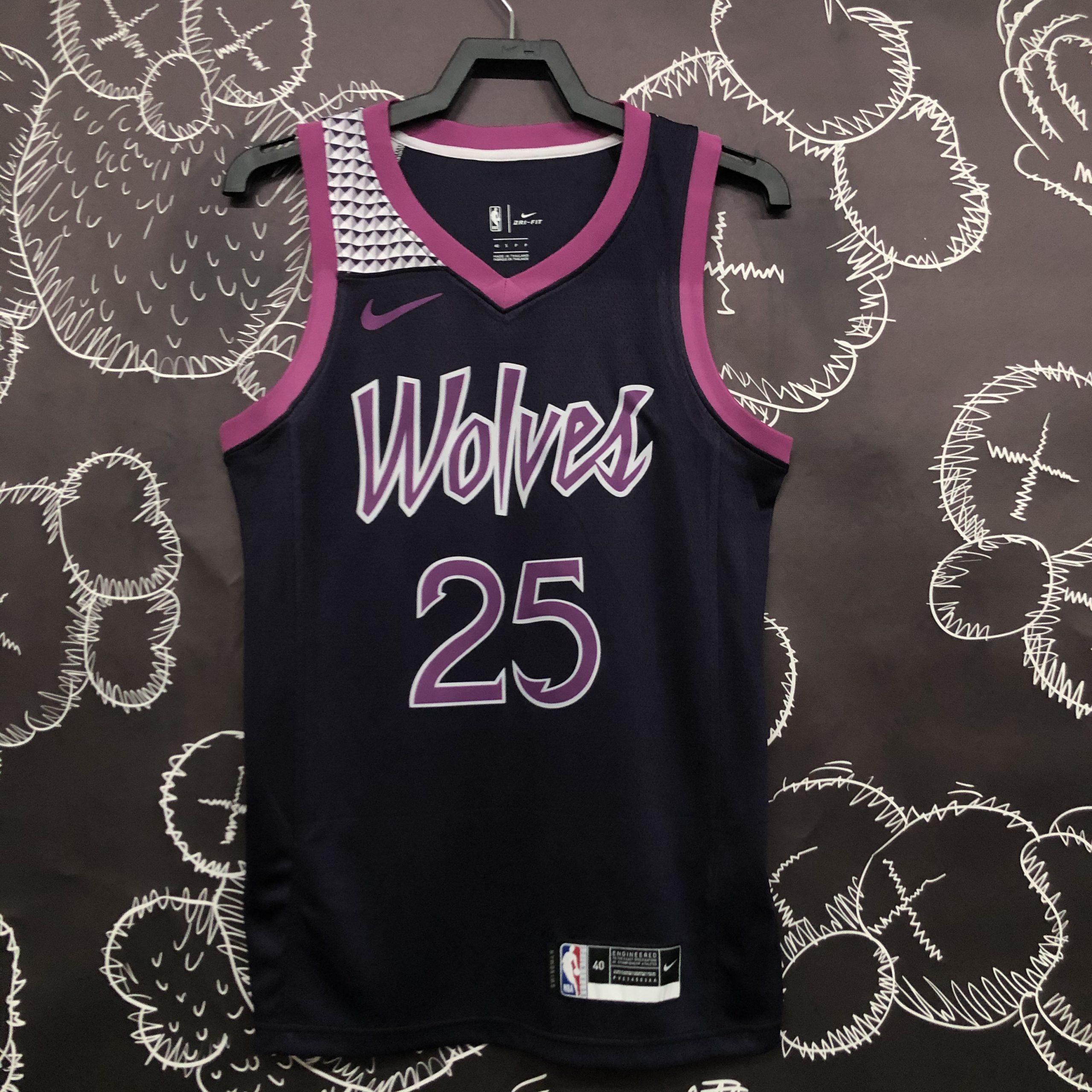 NBA Minnesota Timberwolves V-Neck Black Jersey S-XXL