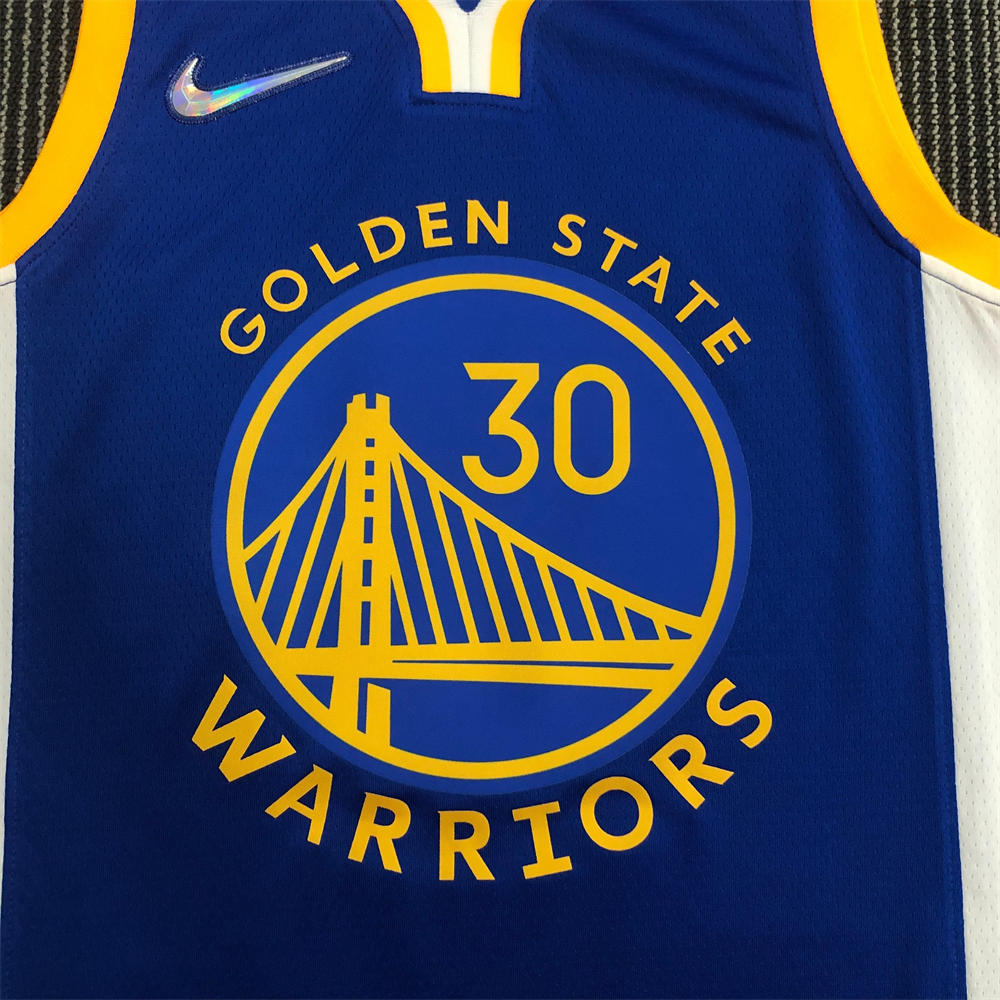 NBA Golden State Warriors V-Neck 75th anniversary Blue Jersey CURRY#30 S-XXL