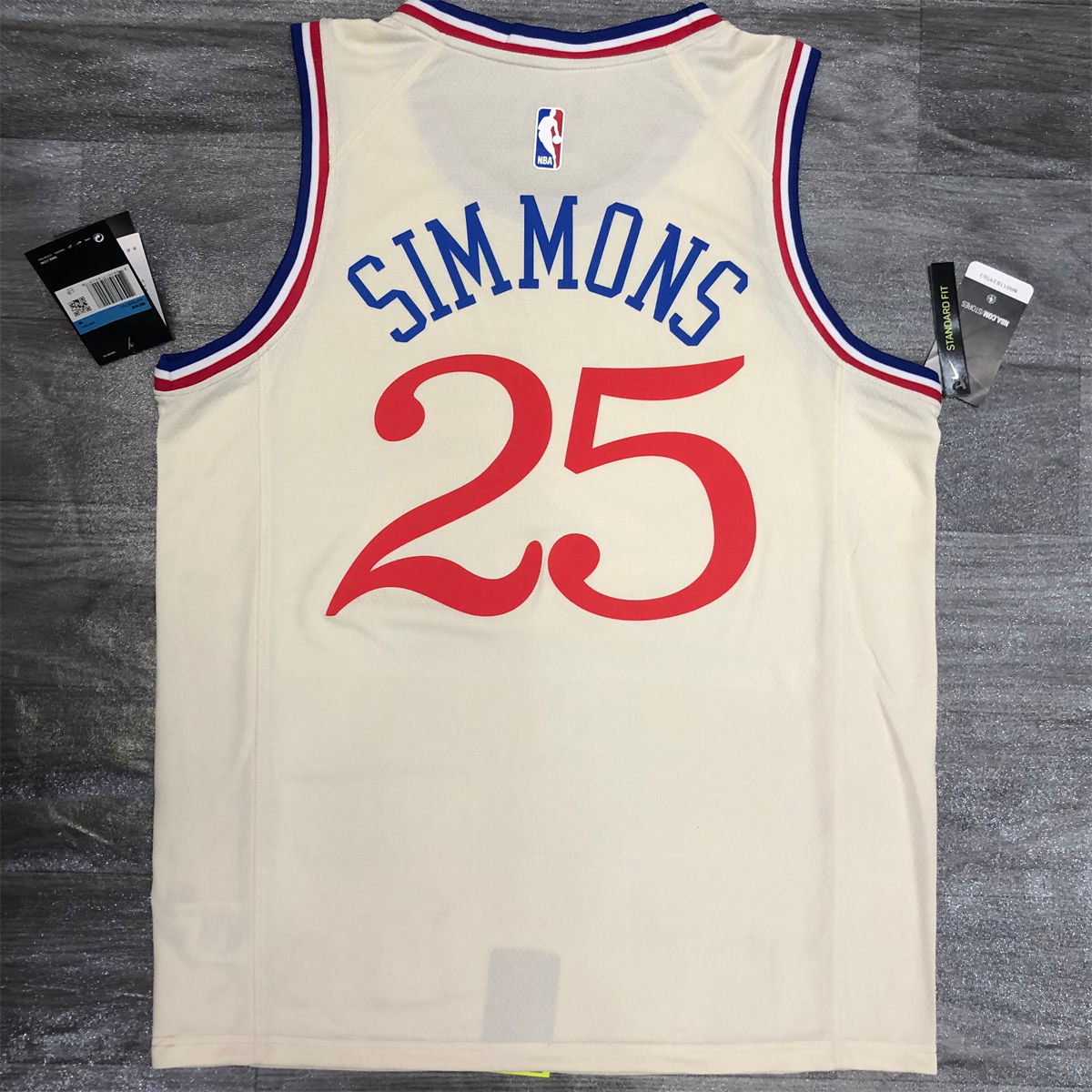 NBA Philadelphia 76ers Round neck White Jersey SIMMONS#25 S-XXL