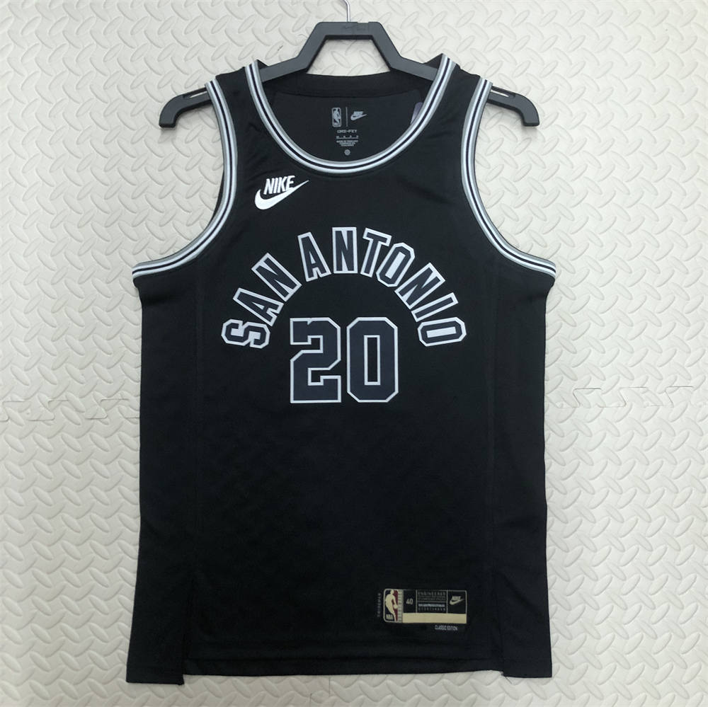 NBA San Antonio Spurs Round Neck Black jersey GINOBILI#20 S-XXL