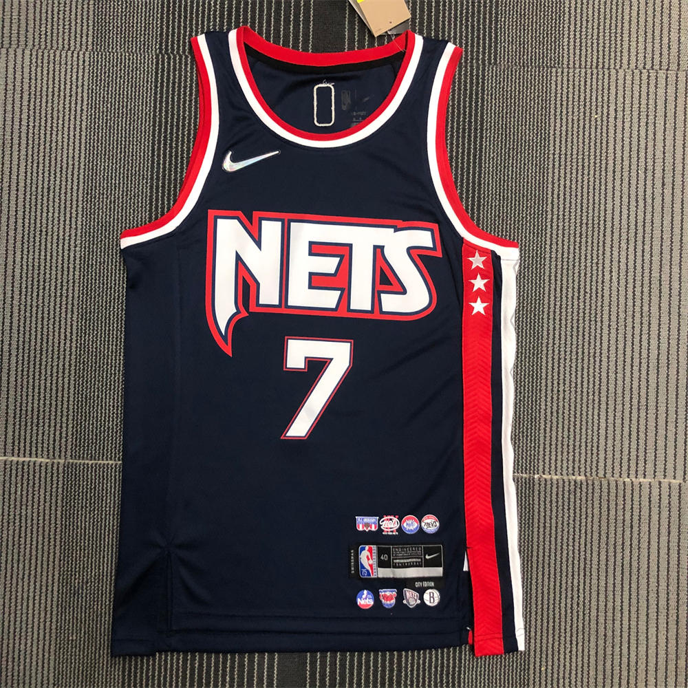 NBA Brooklyn Nets V-Neck Black 75th anniversary Jersey DURANT#7 S-XXL