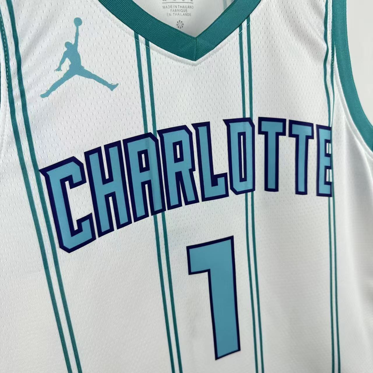 NBA Charlotte Hornets V-Neck White Jersey BALL#1