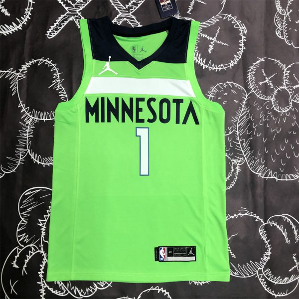 NBA Minnesota Timberwolves V-Neck Green EDWAROS#1 Jersey S-XXL