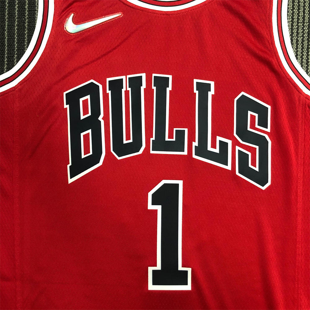 NBA Chicago Bulls Round Neck Red 75th anniversaryJersey ROSE#1 S-XXL