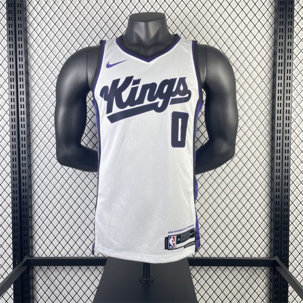 NBA Scaramento Kings 2024 V-Neck White jersey MONK#0 S-XXL