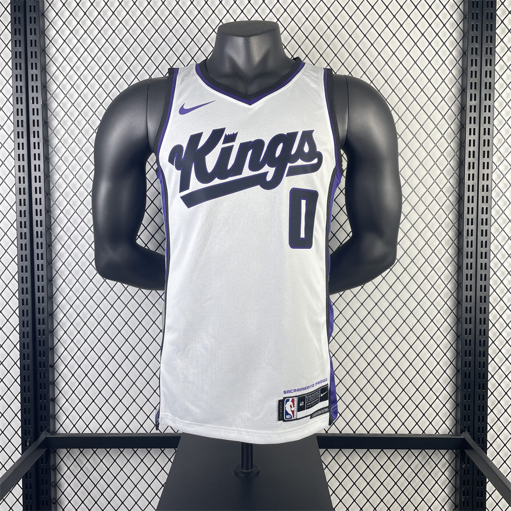 NBA Scaramento Kings 2024 V-Neck White jersey MONK#0 S-XXL