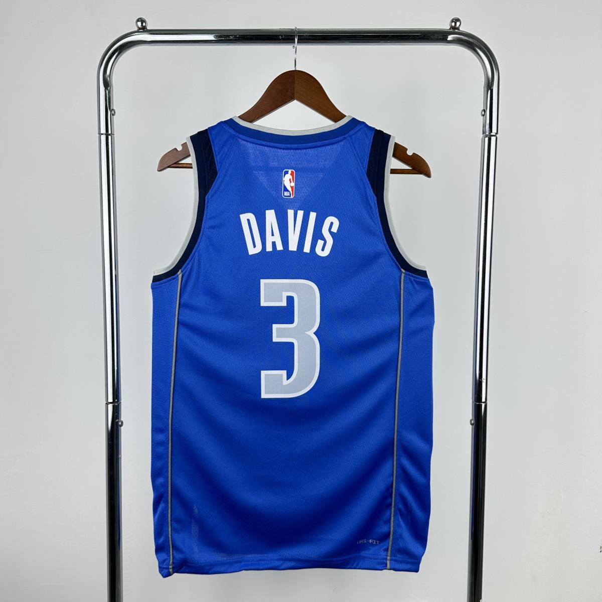 NBA Dallas Mavericks V-Neck Blue Jersey DAVIS#3 S-XXL