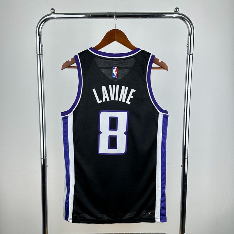 NBA Scaramento Kings 2024 V-Neck Black jersey LAVINE#8 S-XXL