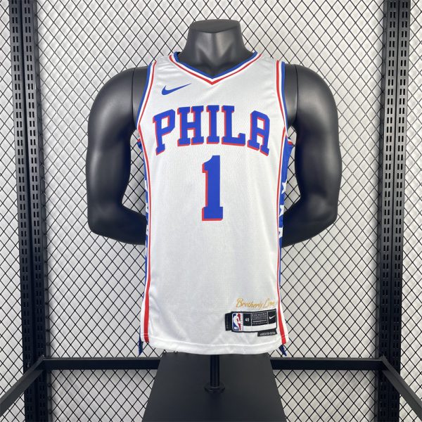 NBA Philadelphia 76ers 2023 V-Neck White Jersey HARDEN#1 S-XXL