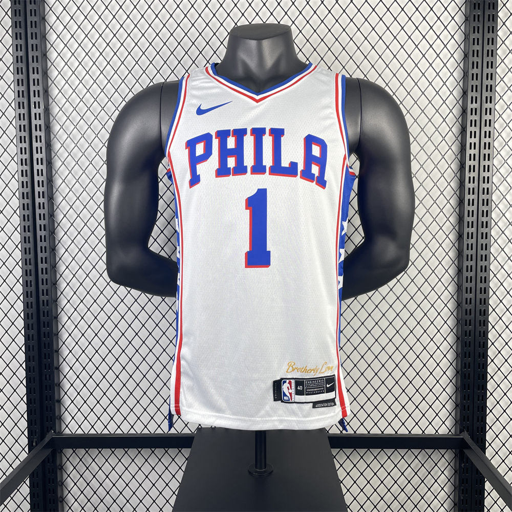 NBA Philadelphia 76ers 2023 V-Neck White Jersey HARDEN#1 S-XXL