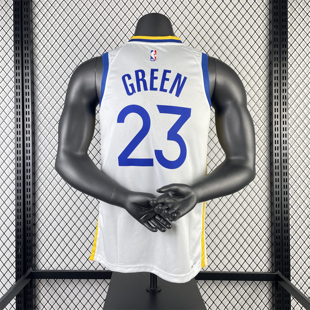 NBA Golden State Warriors 2023 V-Neck White Jersey GREEN#23 S-XXL
