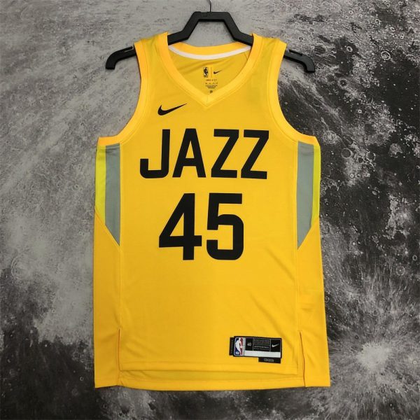 NBA Utah Jazz V-Neck Yellow Jersey MITCHELL#45 S-XXL