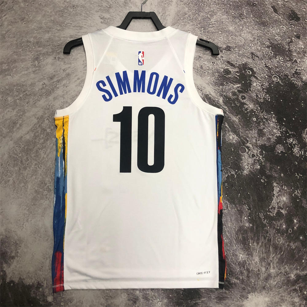NBA Brooklyn Nets V-Neck White Jersey SIMMONS#10 S-XXL