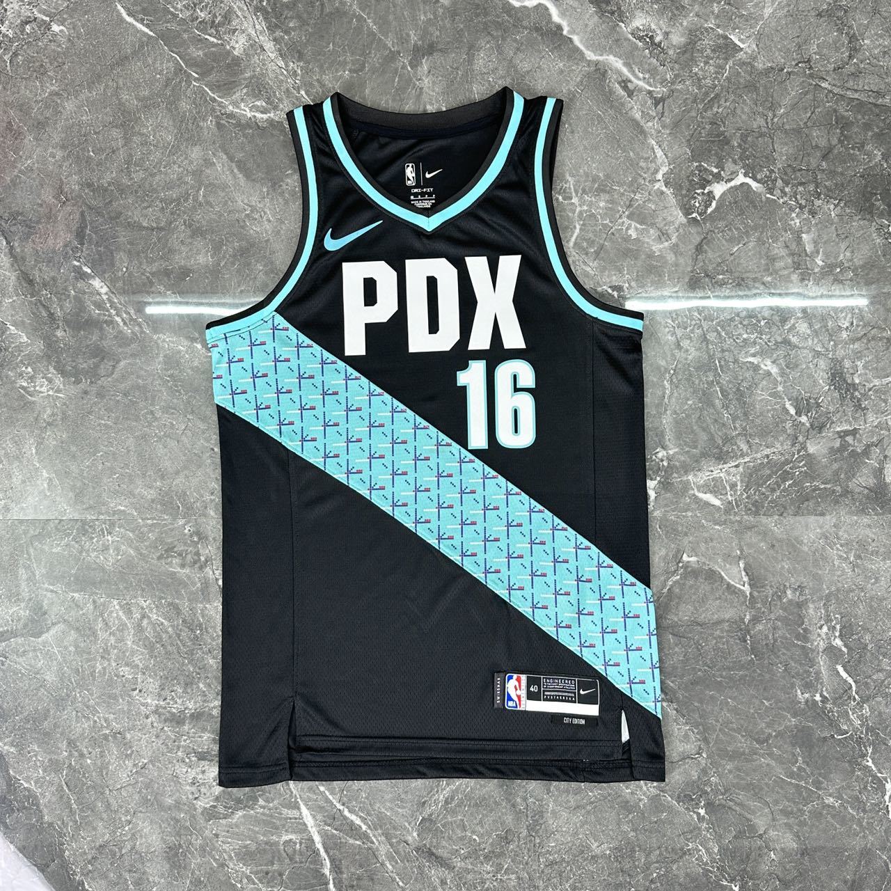 NBA Portland Trail Blazers V-Neck City Edition Black Jersey YANG#16 S-XXL