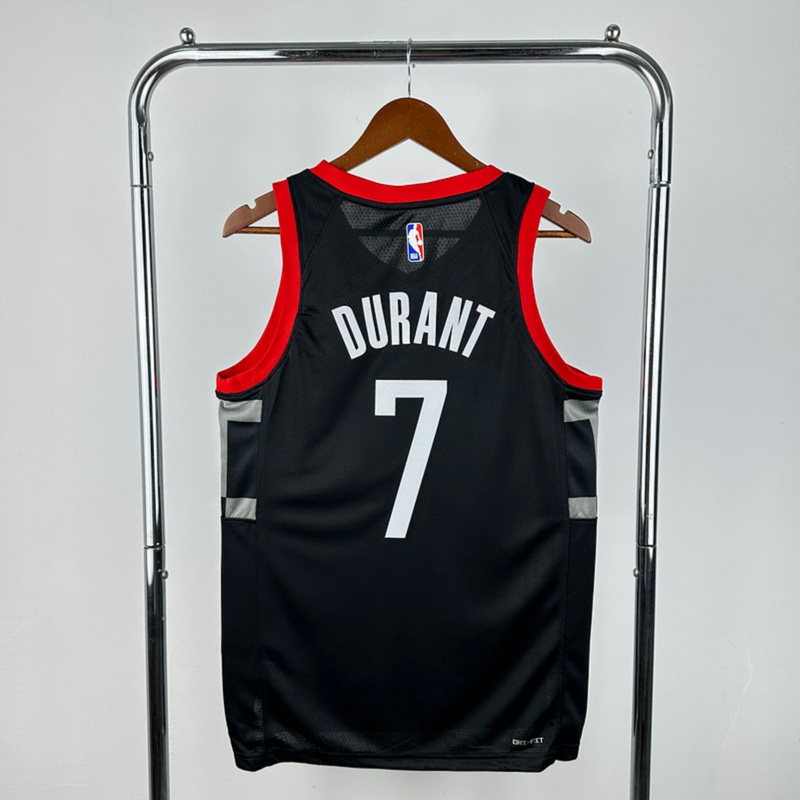 NBA Houston Rockets 2024 V-Neck Balck Jersey DURANT#7 S-XXL