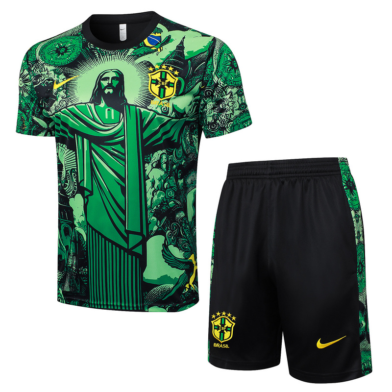 24/25 Brazil Green Training Set Shirt and Shorts