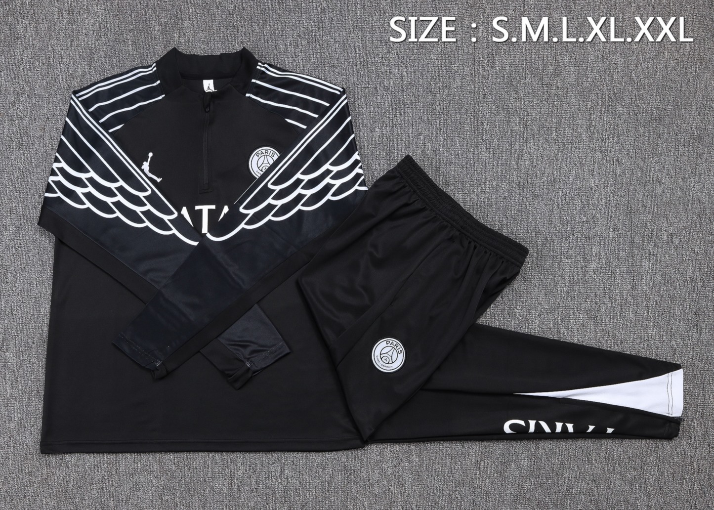 202526 Paris black Long-sleeved half-pull training kit Football team kit