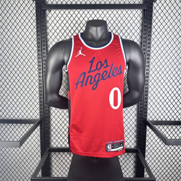 NBA Los Angeles Clippers 24/25 Round Neck JORDAN Edition Red Jersey WESTBROOK#0 S-XXL
