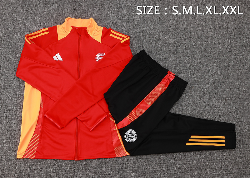 2024/25 Bayern Munich Red Jacket Training Suit Set Football Team Shirt Sports Fashion
