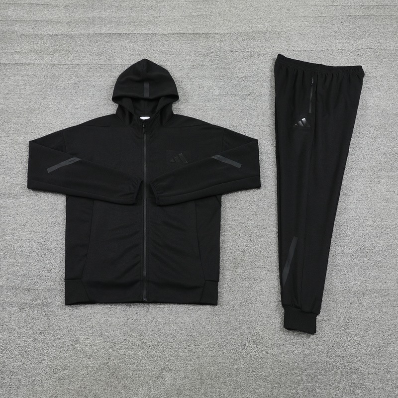 2024 Adidas Black Hoodie Jacket Kit Set Football Team Shirt Sports Fashion