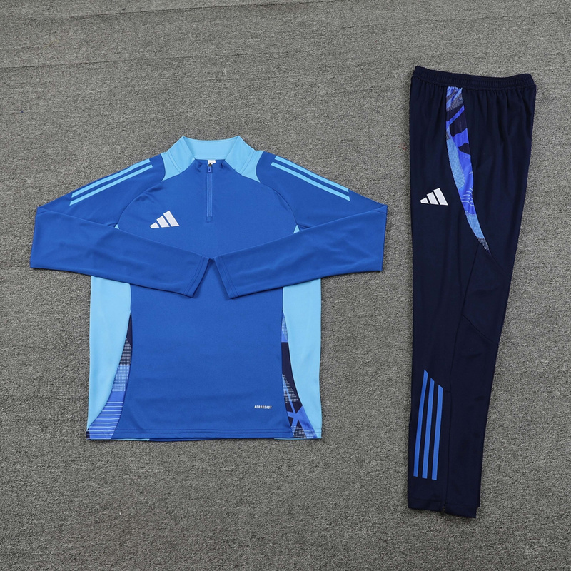 2024 Adidas Blue Long-sleeved half-pull training kit Football team kit