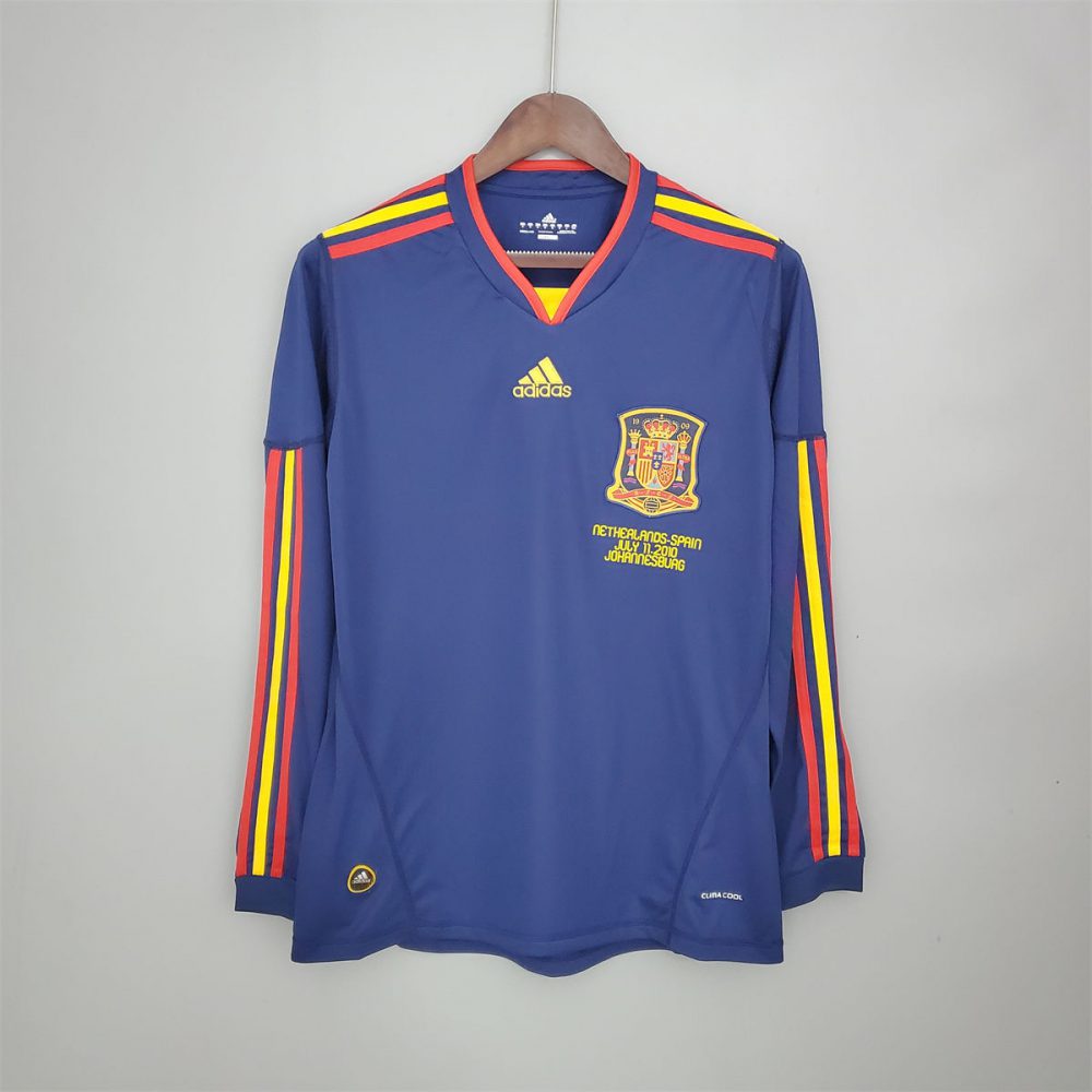 Retro Spain 2010 Away Long Sleeve jersey Fan Version