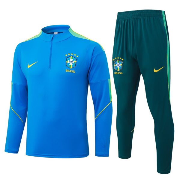2026 Brazil Sky blue Long-sleeved half-pull training kit