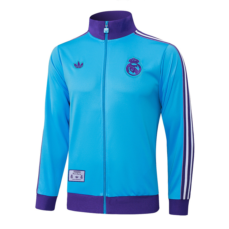 2025/26 Real Madrid Light blue Jacket Training Suit Set Football Team Shirt Sports Fashion