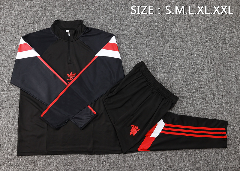 24/25 Manchester United Black Long-sleeved half-pull training kit Football team kit